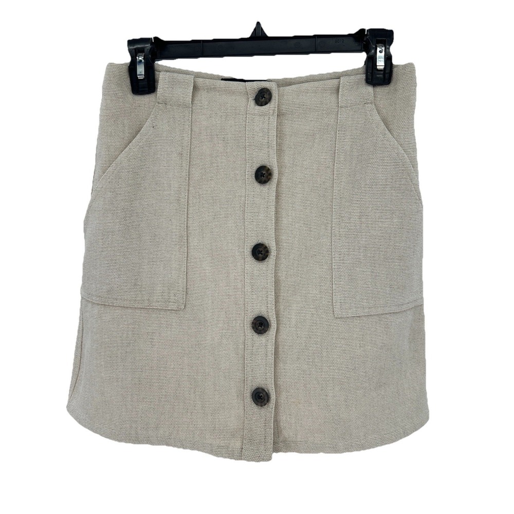 Banana Republic Women's‎ Beige Linen Blend Button Front Pencil Skirt Size S